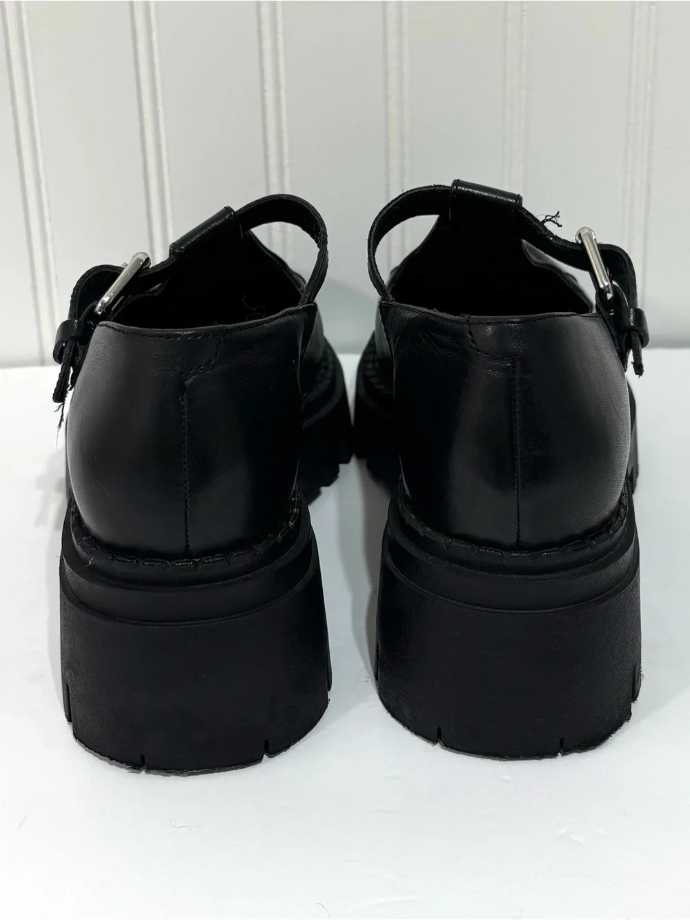 Seychelles Black Chunky Platform Mary Jane Loafers